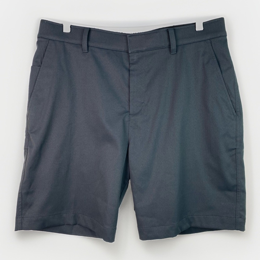 Nike Men's Size 34 Charcoal Gray Elastic Waist Athletic Flat Front Chino Shorts